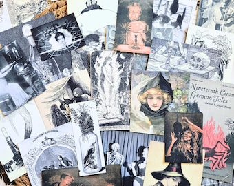 Vintage Halloween Junk Journal Ephemera, Scrapbook Kit, Collage Paper