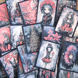 Cartes de journal sur le thème de Noël gothique, ATC, journal gothique, kit de scrapbooking, journal indésirable, journal sombre, fabrication de cartes, collage