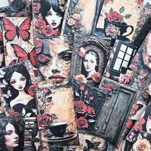 Gothic Journal Ephemera, papier de scrapbooking, éphémères de scrapbooking, cartes journal, kit de scrapbooking, kit de journal indésirable, fabrication de cartes, collage