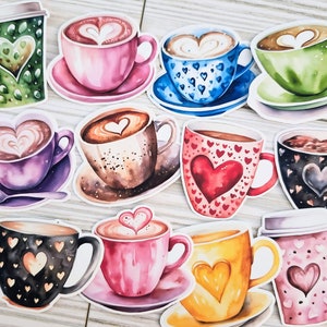 Pack d'autocollants pour boissons au café, kit de journal indésirable, journal de café, autocollants de café, autocollants de journal, albums de coupures, agenda, fabrication de cartes, collage