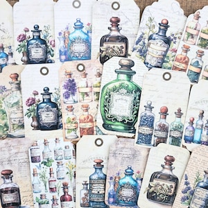 Junk Journal Ephemera d'apothicaire, étiquettes de journal, kit de scrapbooking, kit de journal indésirable, autocollants de journal, journal de sorcière, fabrication de cartes, collage