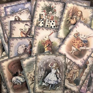 vintage Alice au pays des merveilles éphémères, morceaux de papier pour journal, kit de scrapbooking, kit de journal indésirable, papier vintage, fabrication de cartes, collage
