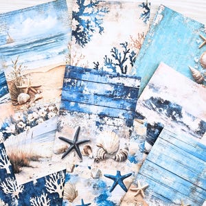 Pack de papier scrapbooking été bord de mer, éphémères de journal indésirable, cartes de collage