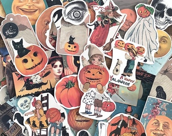 44 piece retro style Halloween ephemera set, vintage scrapbooking, junk journaling, Halloween paper, planners, journals, cardmaking, collage