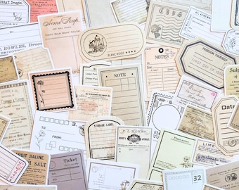 Vintage Junk Journal Ephemera Assorted Paper Pack, Scrapbook Collage Cardmaking Kit