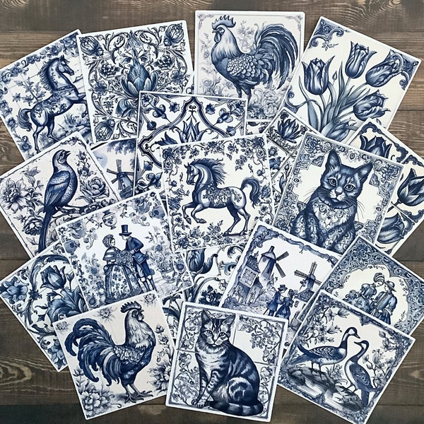 Delft Blue sticker pack, junk journal, blue stickers, fine china stickers, journal stickers, scrapbooks, planner, cardmaking, collage