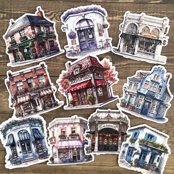 Vintage storefront sticker pack, junk journal, vintage stickers, journal stickers, scrapbooks, planner, cardmaking, collage