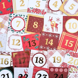 Christmas Advent Calendar Numbers, Christmas ephemera, Christmas scrapbooking, junk journaling, Christmas journal, cardmaking, collage