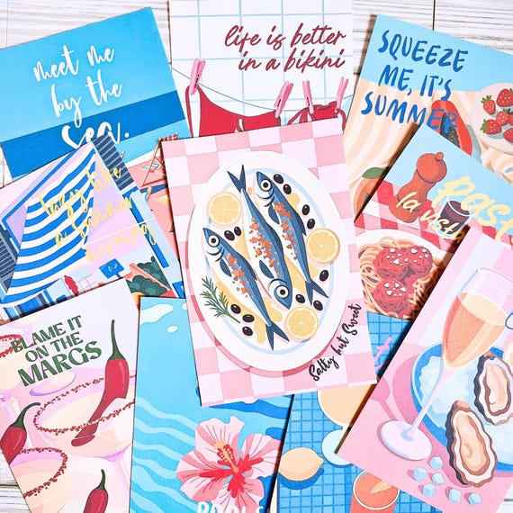 Mediterranean Summer Scrapbook Paper Pack, Junk Journal Ephemera, Cardmaking Collage Kit