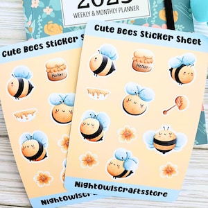 Feuilles d'autocollants pour journal indésirable, autocollants de scrapbooking, autocollants pour agenda, kit de scrapbooking, kit de journal, autocollants abeilles mignonnes, fabrication de cartes, collage