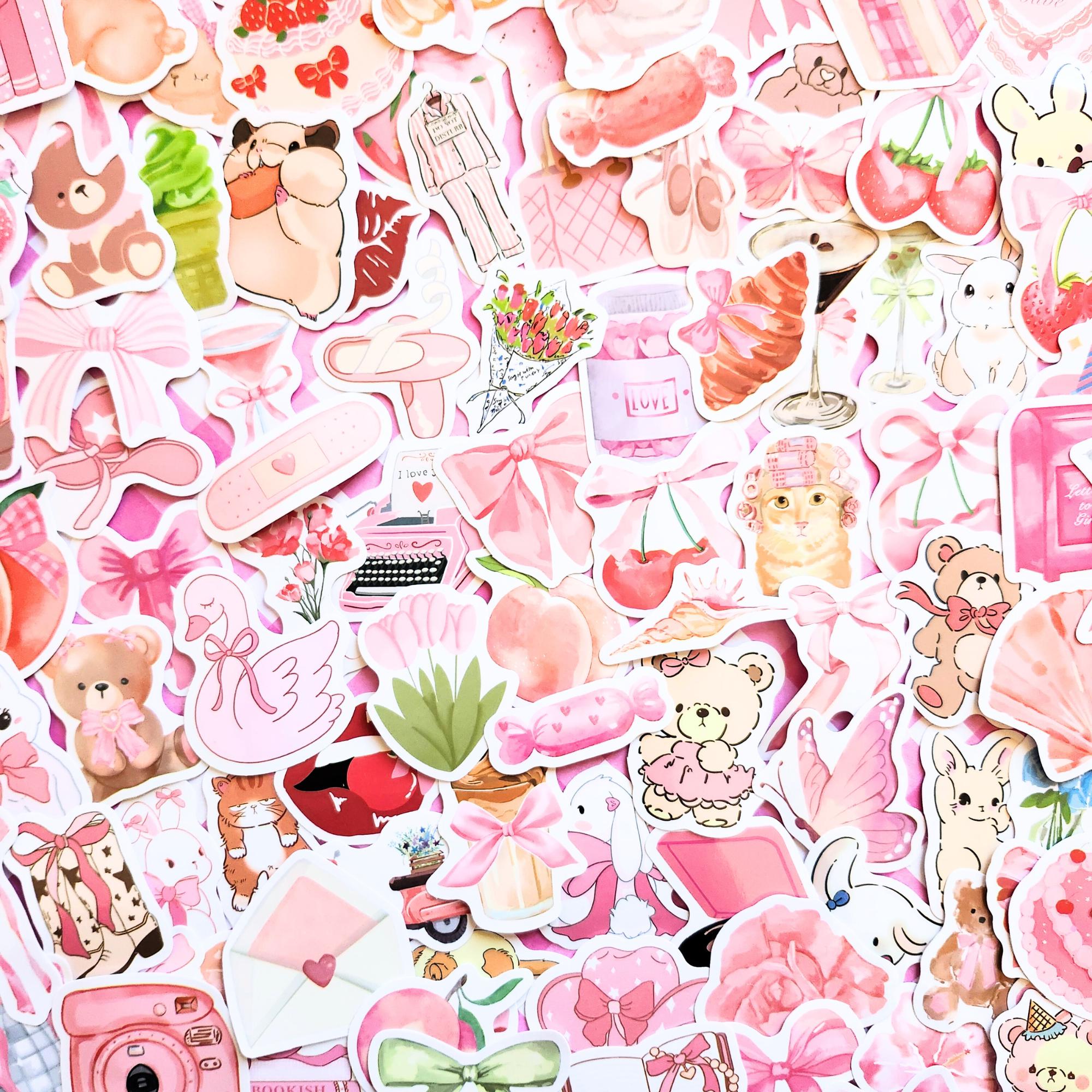 Pink Junk Journal Stickers, Scrapbook Ephemera, Cardmaking Pack, Collage