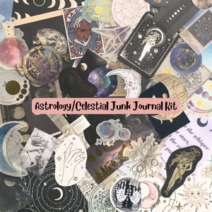 20 Piece Celestial Themed Journal Cards, Atc's, Art Cards, Celestial Journal,  Scrapbook Kit, Junk Journal, Vintage, Cardmaking, Collage 