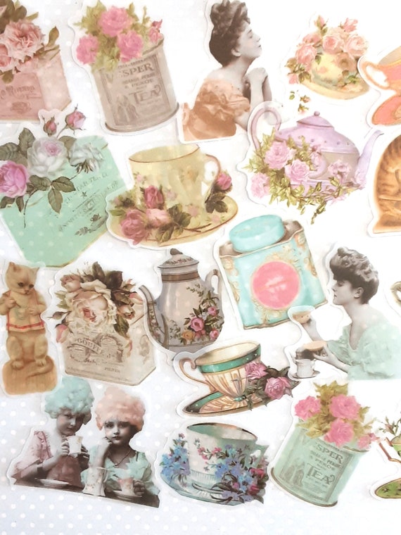 Vintage Sticker Set, Vintage Scrapbooking, Scrapbooking, Junk Journaling,  Cardmaking, Collage, Gifts for Crafters. 