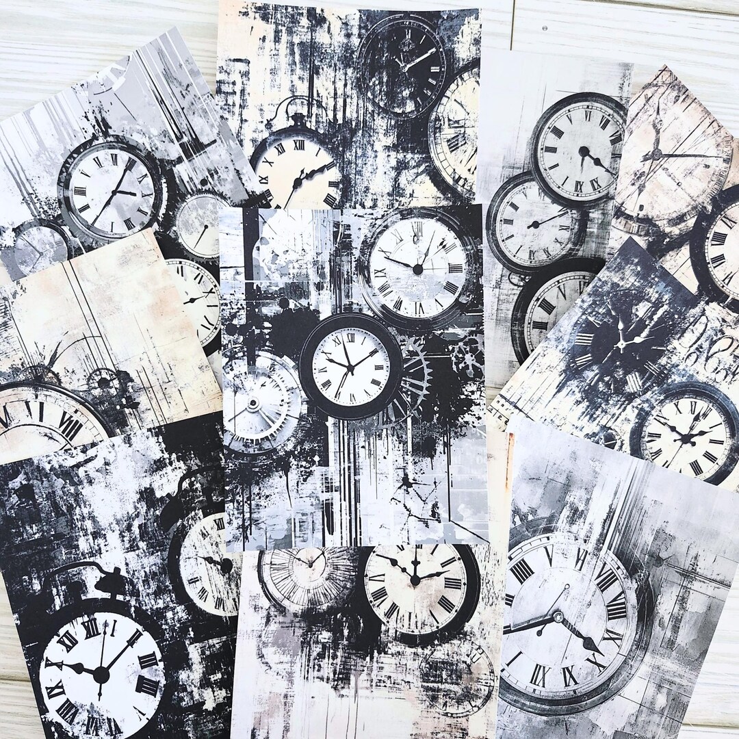 Black and White Junk Journal Paper, Scrapbook Paper, Journal Cards ...