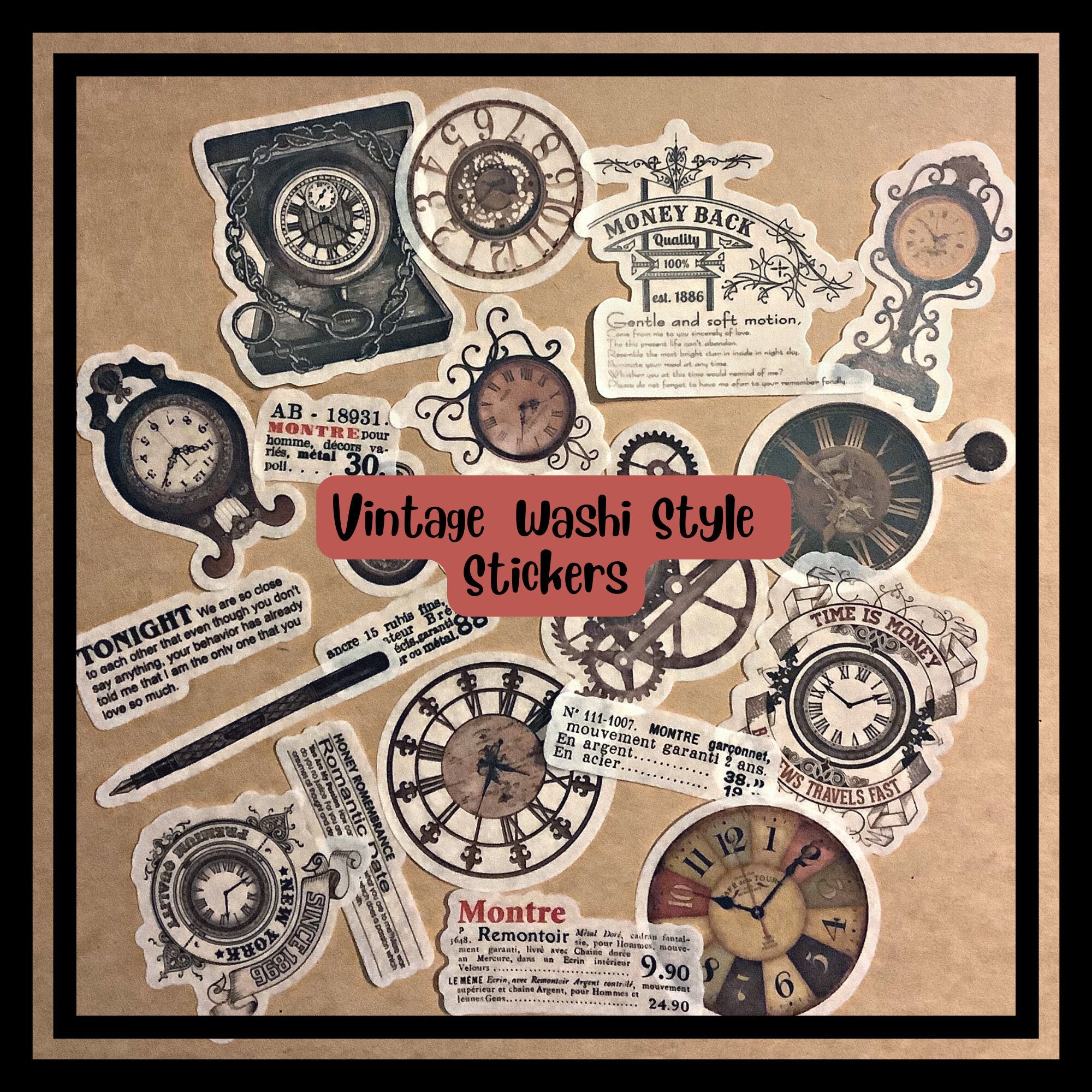 Vintage Stickers for Journaling and Scrapbooking Pack of 20 Pcs 