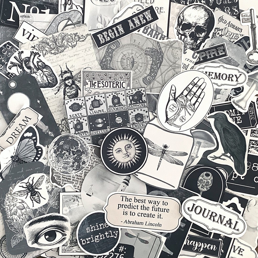 68 Piece Black and White Ephemera Set, Vintage Scrapbooking, Junk ...