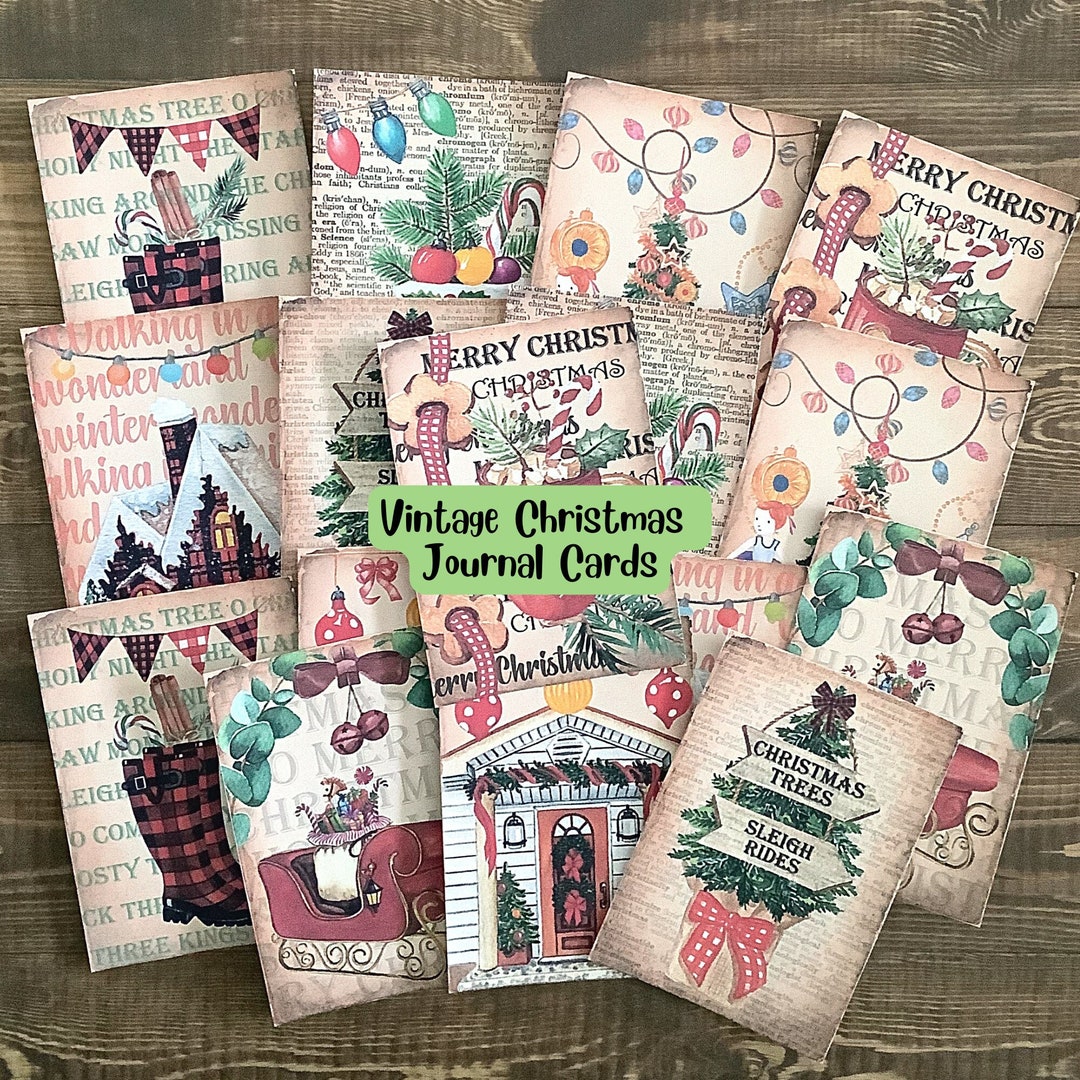 16 Piece Vintage Christmas Journal Cards Vintage Ephemera Etsy Canada