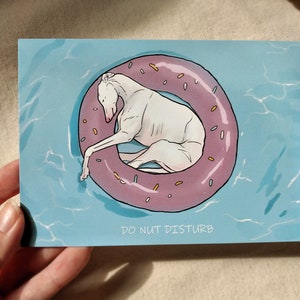 Cartolina Greyhound DINA6 Estate Vacanza Piscina Arte Greyhound Galgo Regalo