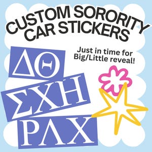 Benutzerdefinierte Sorority Auto Aufkleber - griechische Buchstaben