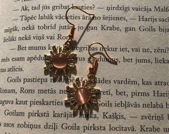 Vintage Earrings Spiritual Golden Sun VividColors Gold Energy Jewelry Reiki Yoga Good Luck Charm Alchemy Eclipse