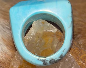 Blå kalcedon Naturlig "Statement" Storlek 9