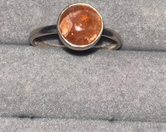 Zonnesteen sterlingzilveren ring maat 10