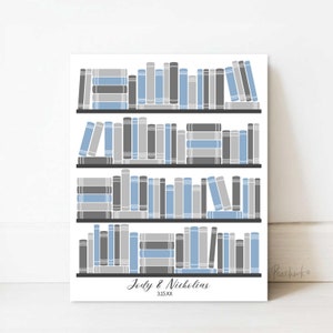 Library Books Guest Book Alternative | Library Guestbook | Book Shelf Wedding Guest Canvas | Guest Book Alternative | Guest Signature Canvas