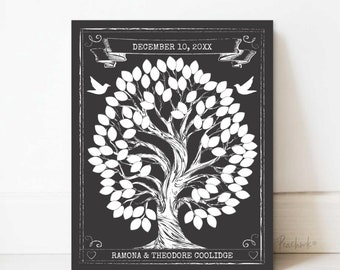 Wedding Tree Guest Book Alternative | Chalkboard Inspired Guestbook Alternative | Wedding Guest Signature Canvas