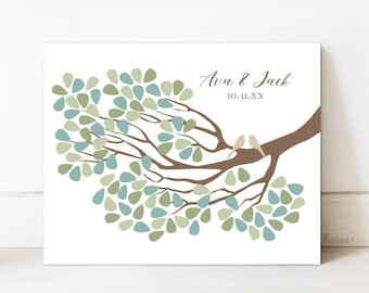 Wedding Tree Guest Book | Wedding Signature Canvas | Guestbook Alternative Canvas | Love Birds on a Branch Guest Book Canvas