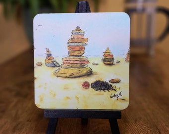 Seaside Holiday Beach Stones Coaster - mix and match with my other listing!