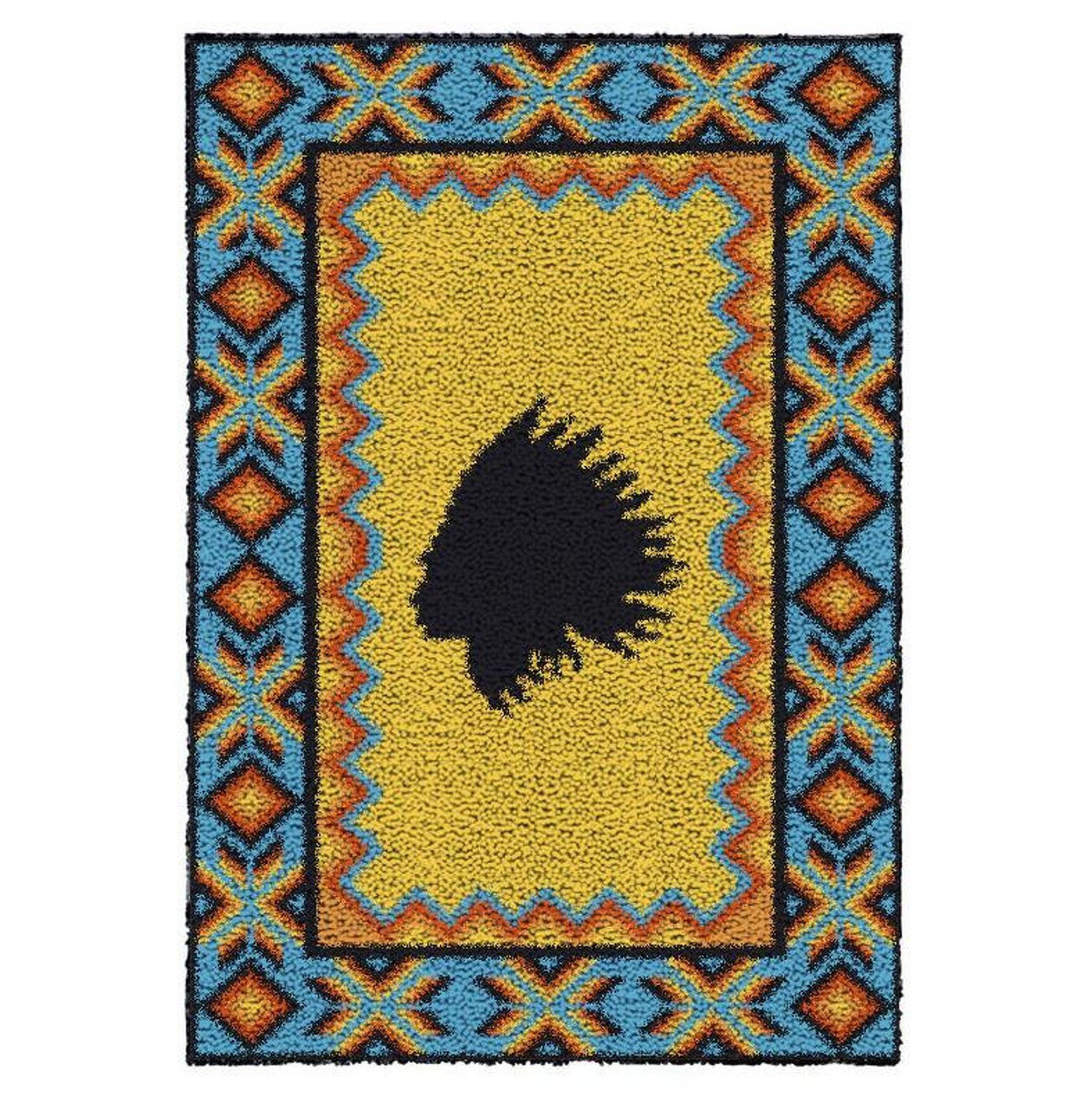 Latch Hook Rug Kits Indians Plush Floor Mat PrePrinted Canvas Etsy