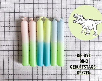 Dip Dye Geburtstaskerzen, Dino, Geburtstagskerzen, Dinogeburtstag