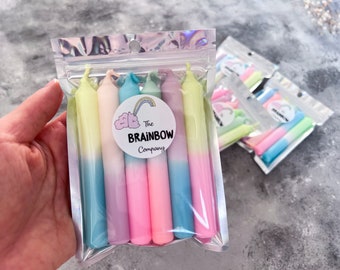 Dip Dye Geburtstagskerzen 6er Set Neon x Pastell, bunte Kerzen, Baumkerzen, Kindergeburtstag