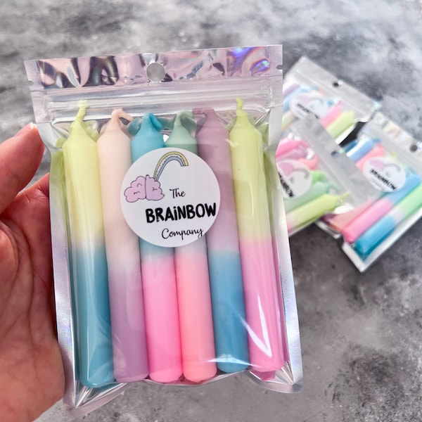 Dip Dye Geburtstagskerzen 6er Set Neon x Pastell, bunte Kerzen, Baumkerzen, Kindergeburtstag