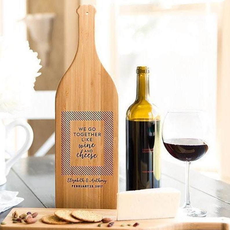 Personalized Cutting Board Wine Bottle Shaped Engraved Gift Etsy