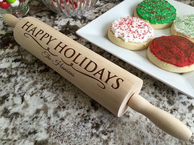 Personalized Engraved Christmas Rolling Pin Wood Rolling Pin Etsy