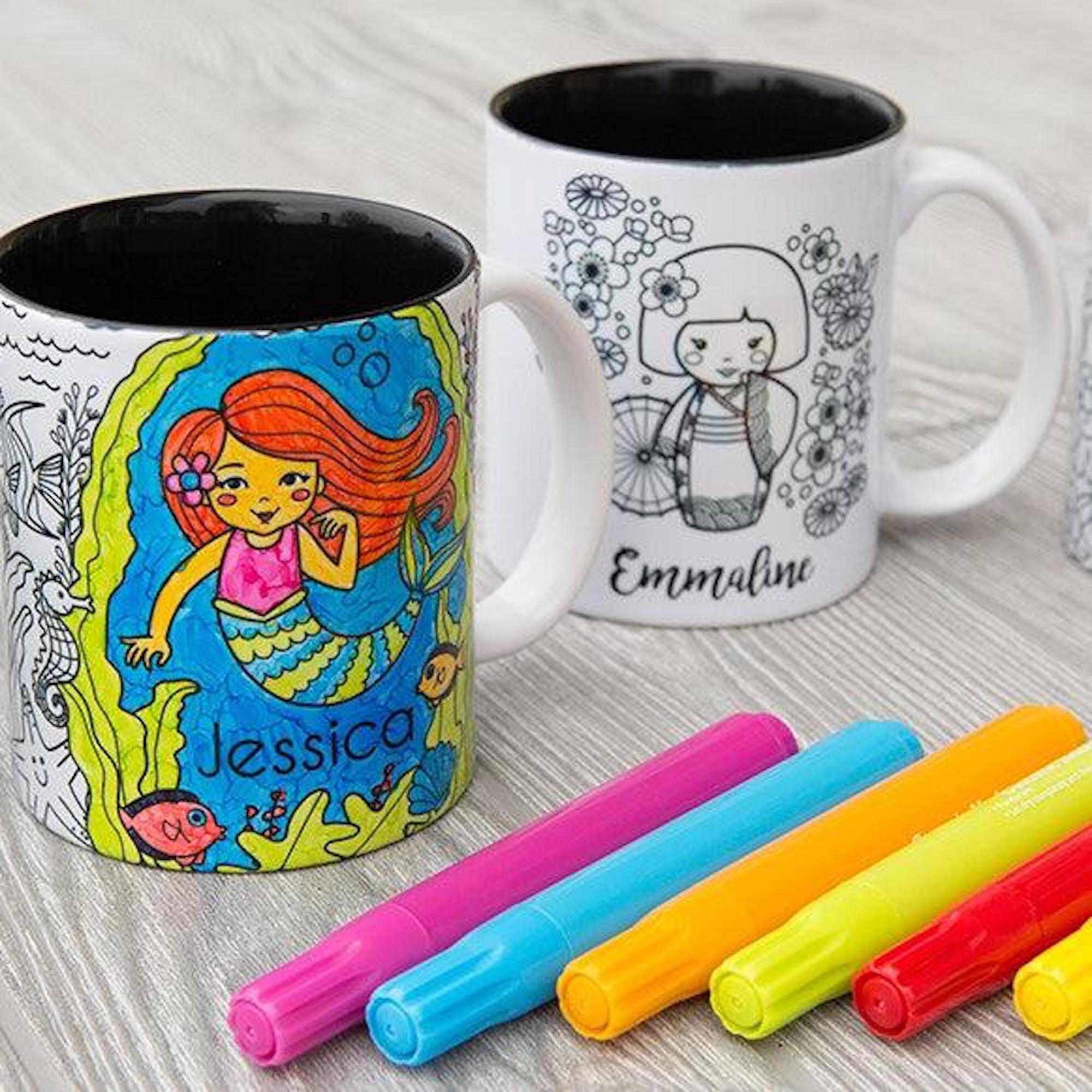 Color Your Own Mug Coloring Mugs With Markers Included Etsy