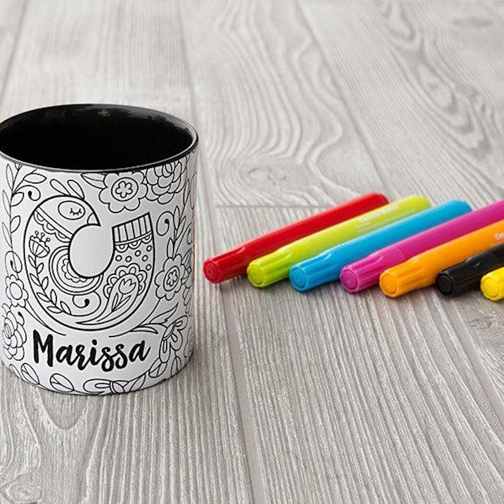 Color Your Own Mug Coloring Mugs With Markers Included Etsy