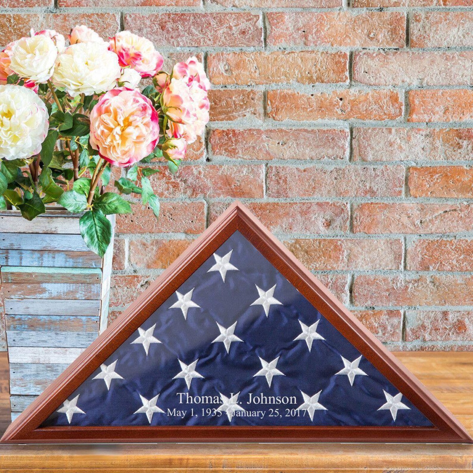 Personalized Military Flag Case Display Customized Engraved Etsy