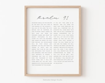 Psalm 91 Scripture Wall Art | Instant Download | Christian Wall Art | Minimal + Modern | Bible Verse Prints