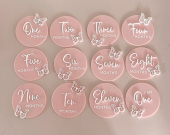 Butterfly Milestone Discs, Baby Month Achievements, Acrylic Discs, 3D Milestone set