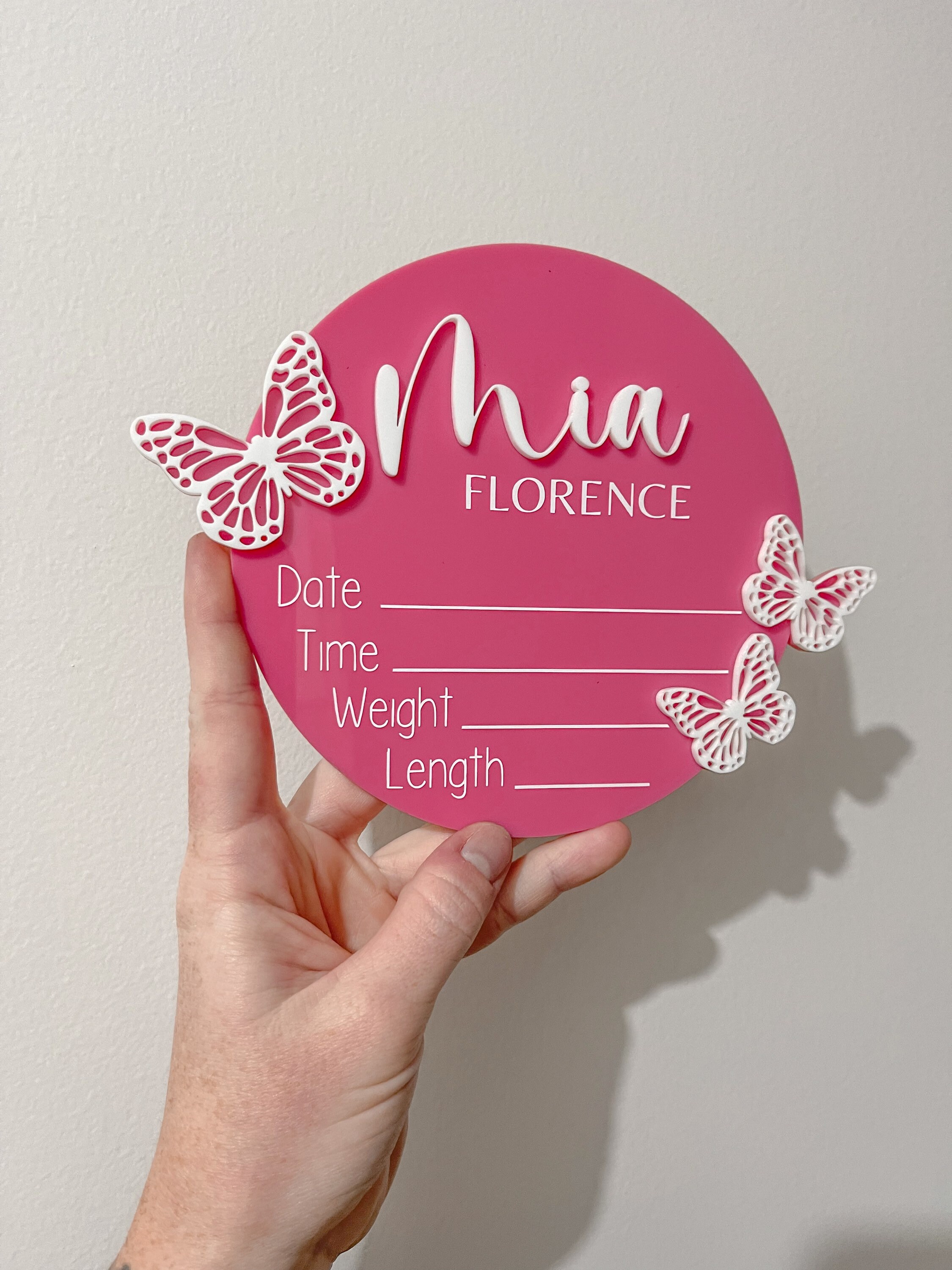 Butterfly Birth Announcement Sign Baby Plaque Disc Etsy Australia