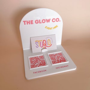 Acrylic Business Card Holder & 2 QR Codes, Mini Business Stand, Custom ...