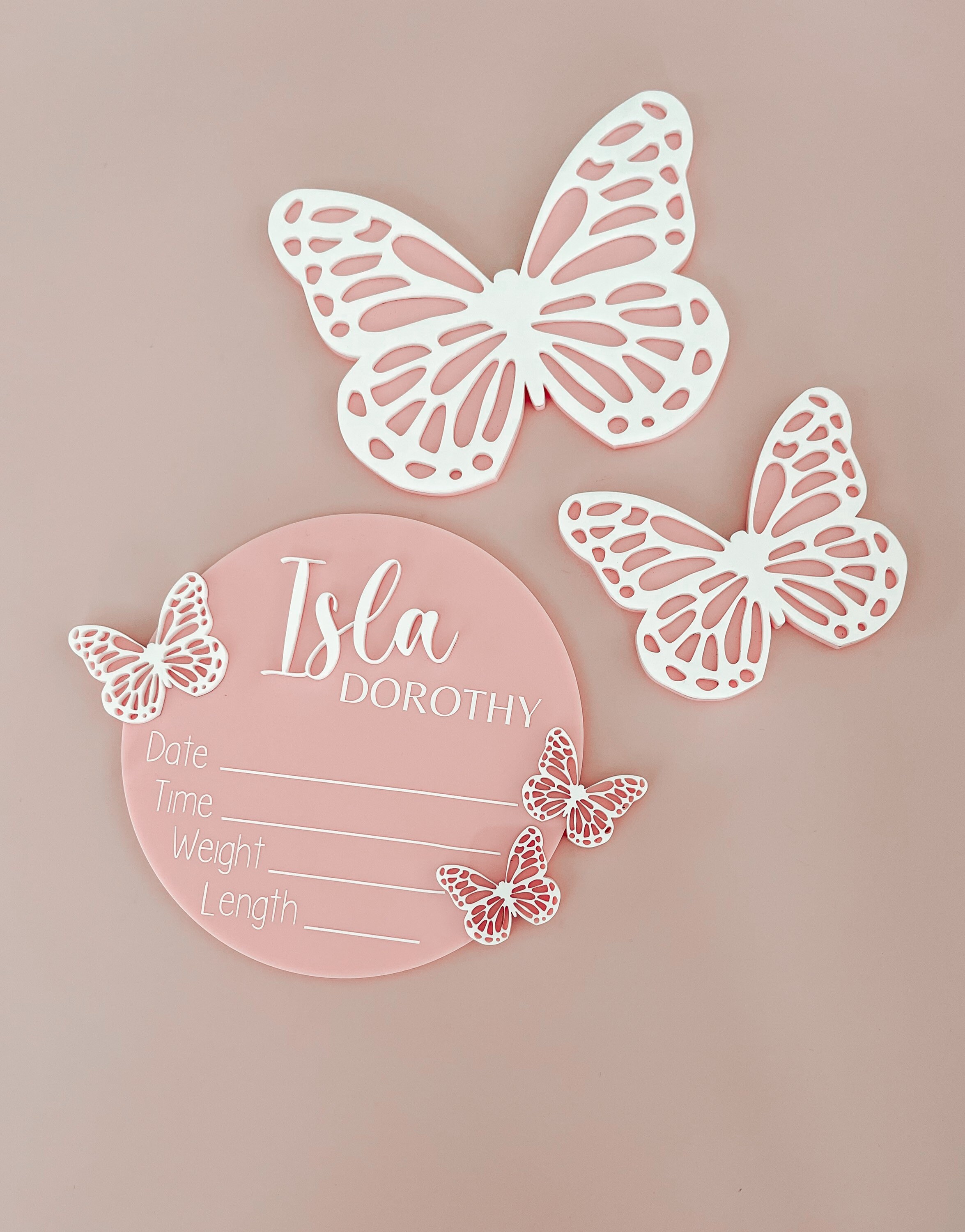 Butterfly Birth Announcement Sign Baby Plaque Disc Etsy Australia