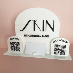 Visitekaartje en QR-code Social Media-bord, logo-signage, vierkante lezer, aangepast dock