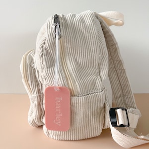 Étiquette de sac personnalisée gravée avec nom minimaliste, étiquette de sac colorée, porte-clés personnalisé