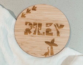 Dinosaur Birth Announcement Wooden Sign, Bedroom Sign, Personalised Ply