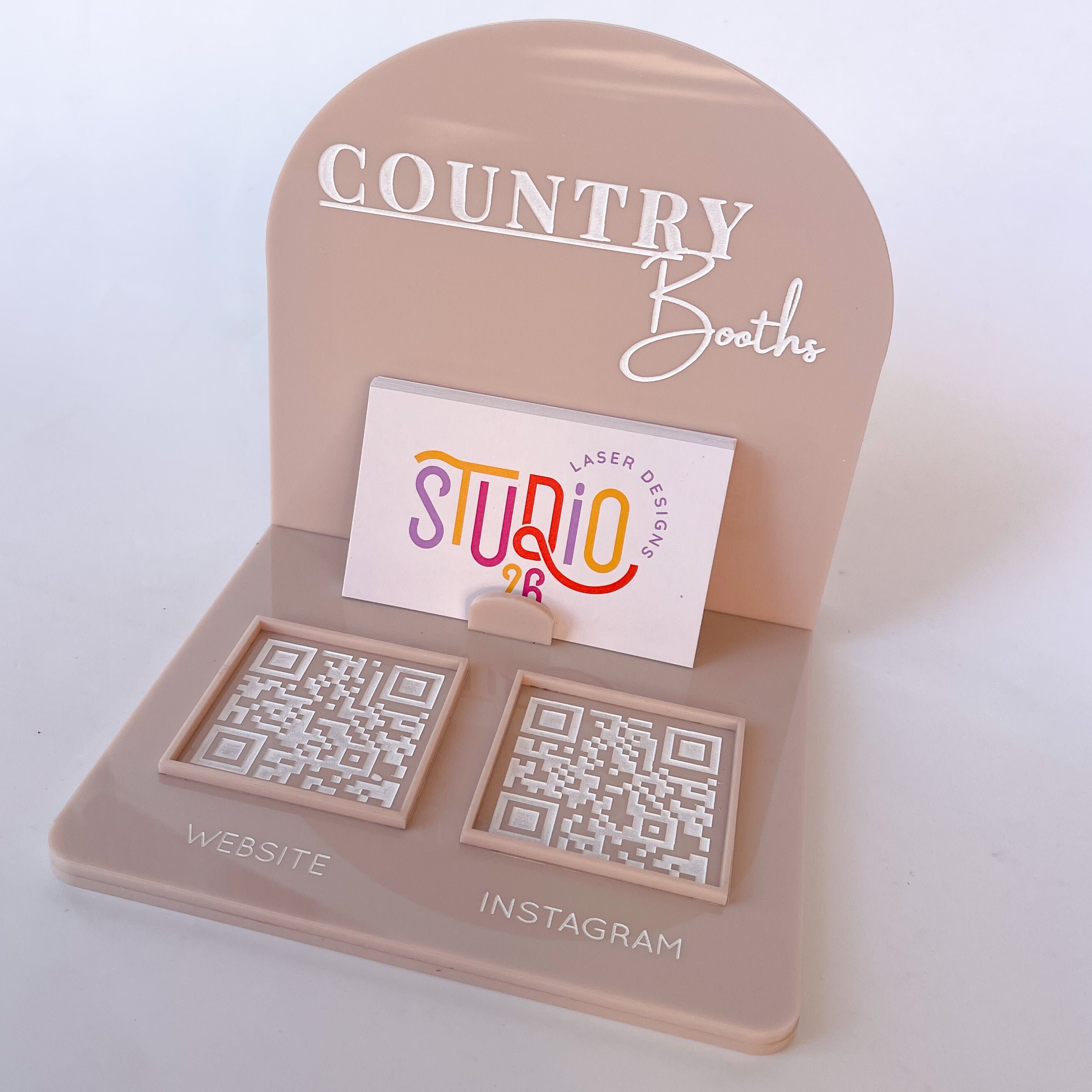 Acrylic Business Card Holder & 2 QR Codes, Mini Business Stand, Custom ...