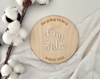 Sibling birth announcement plaque, Big Brother Big Sister Personalised Birth Ply Round, Pregnancy Announcement