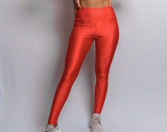 BASIC LEGGINGS TOMATO Colour | Activewear and Festival leggings | Squat Proof | Hot Pants | Bright